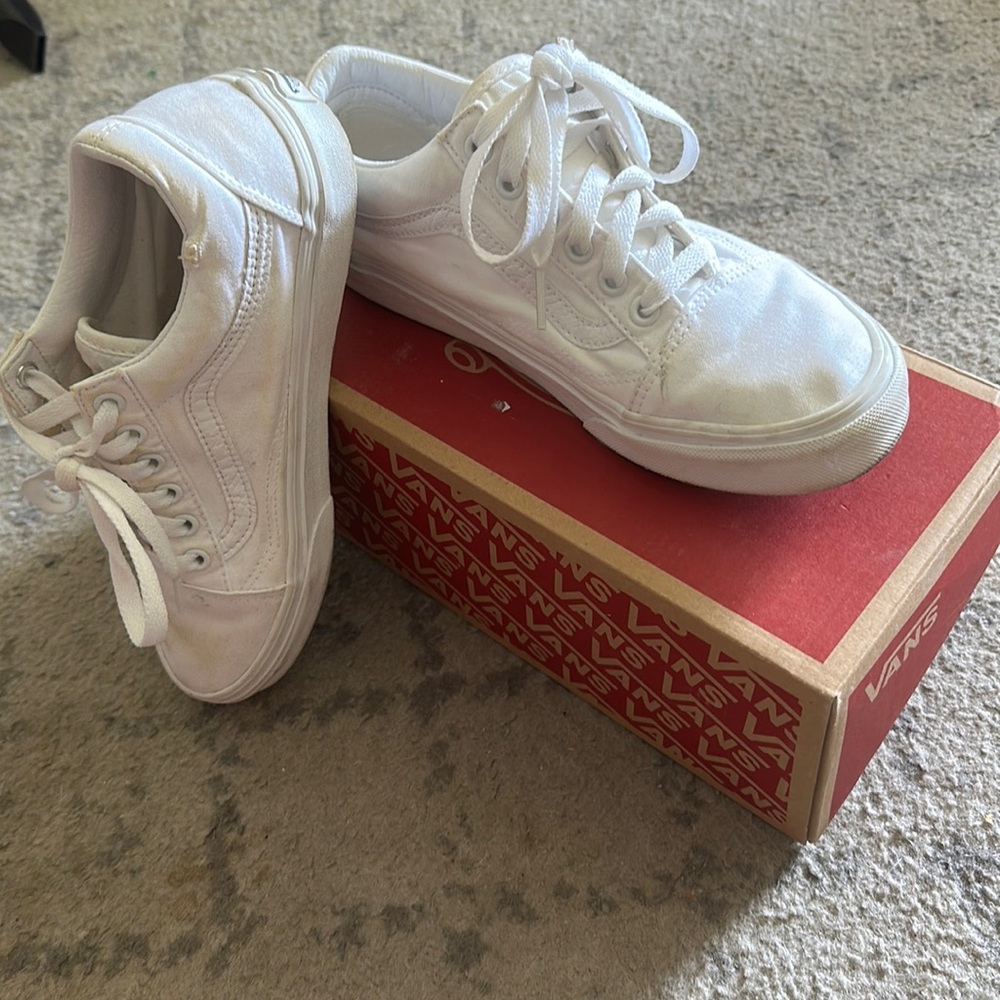 White old skool canvas Vans